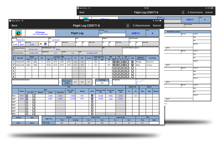 FDManager Flight Logs feature screenshot