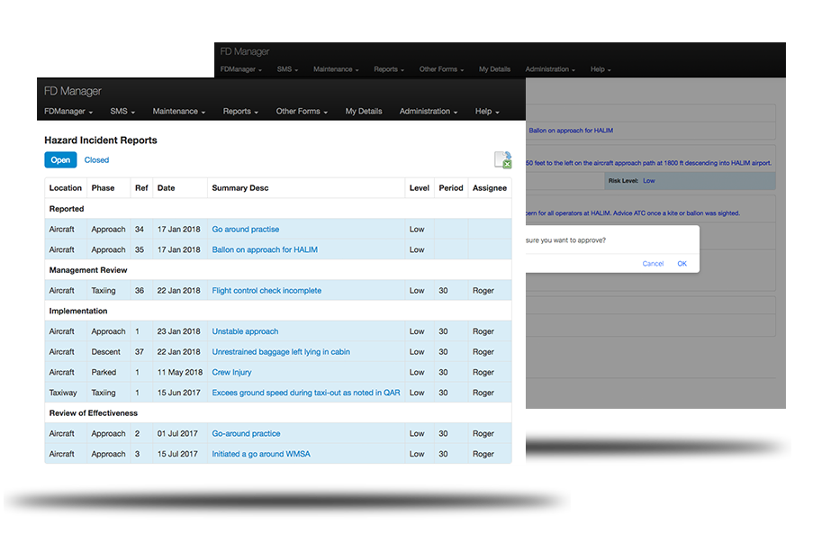 FDManager Safety Management System feature screenshot